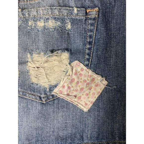 Guess Y2K Mini Denim Skirt Jean Embroidered Sz 31  Fairycore Whimsi Boho Festiva - Picture 8 of 16